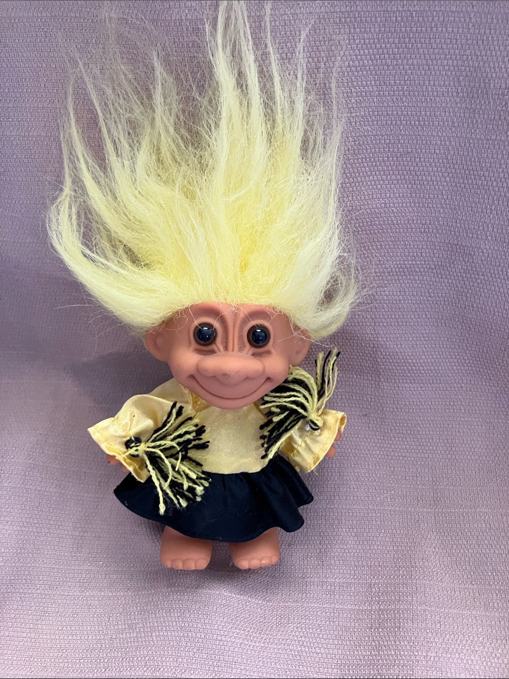 Russ Troll Doll with Yellow Hair and Navy Cheer Outfit